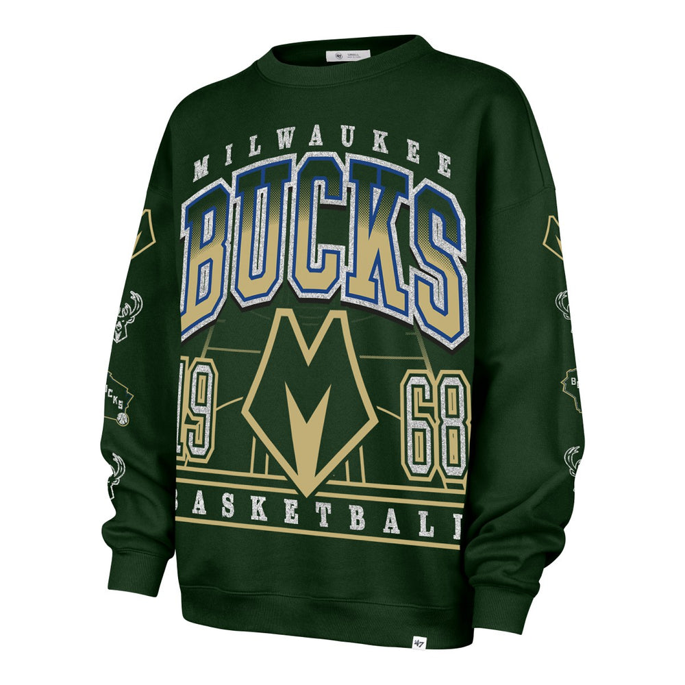 47 brand Milwaukee Bucks '47 Women's 2025/26 City Edition Go Big Oversized Sweatshirt Hunter Green
