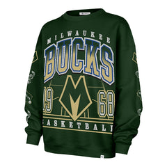 47 brand Milwaukee Bucks '47 Women's 2025/26 City Edition Go Big Oversized Sweatshirt Hunter Green