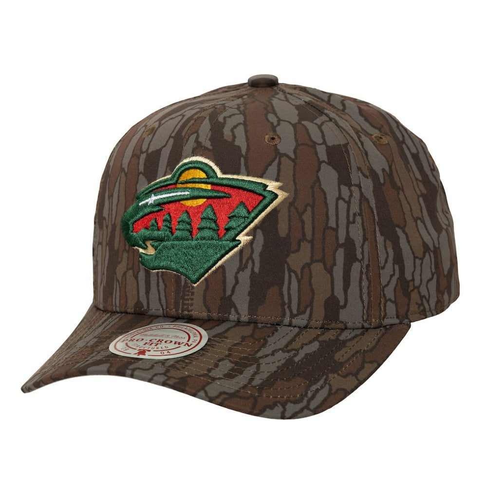 Minnesota Wild Mitchell & Ness Hidden Camo Pro Crown Adjustable Hat - Camo | NHL Clearance
