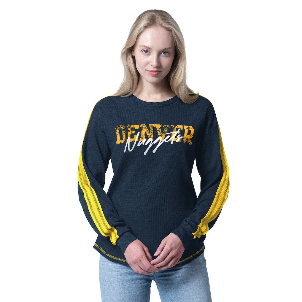 Denver Nuggets G-III 4Her by Carl Banks Women's Advantage Tri-Blend Long Sleeve T-Shirt Navy