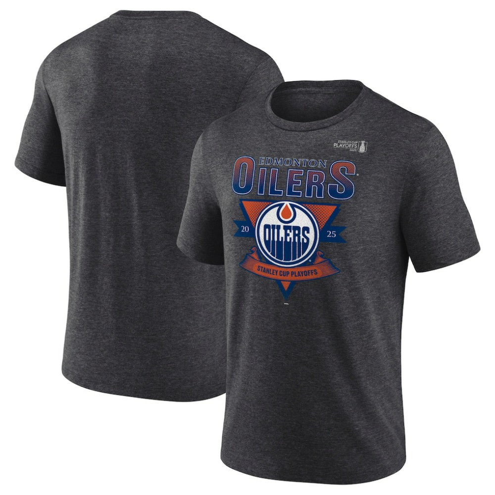 Edmonton Oilers Fanatics 2025 Stanley Cup Playoffs Crossbar Tri-Blend T-Shirt - Heather Charcoal | Fanatics on sale