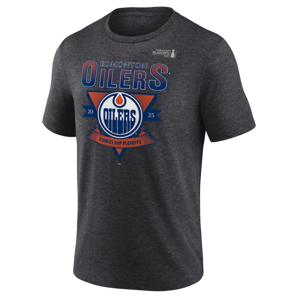 Edmonton Oilers Fanatics 2025 Stanley Cup Playoffs Crossbar Tri-Blend T-Shirt - Heather Charcoal | Fanatics on sale