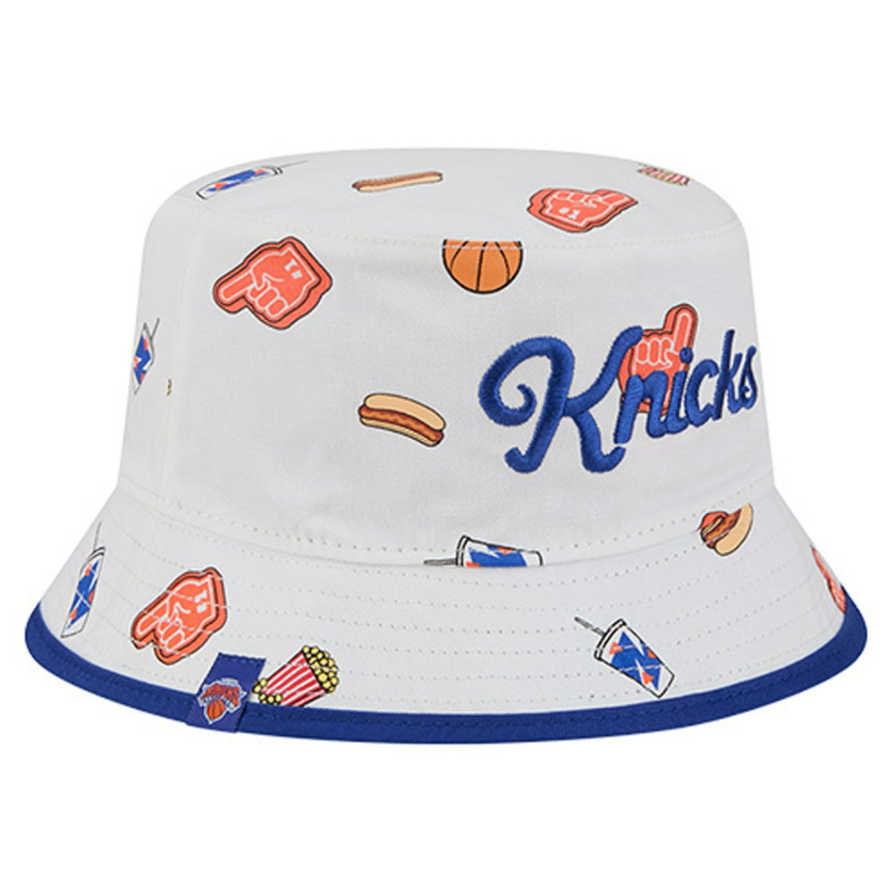 New Era New York Knicks Team Cheer Reversible Bucket Hat White