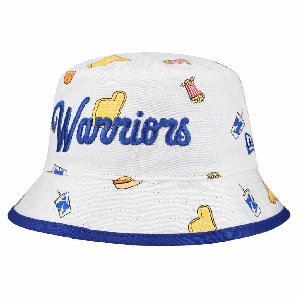 New Era Golden State Warriors Team Cheer Reversible Bucket Hat White