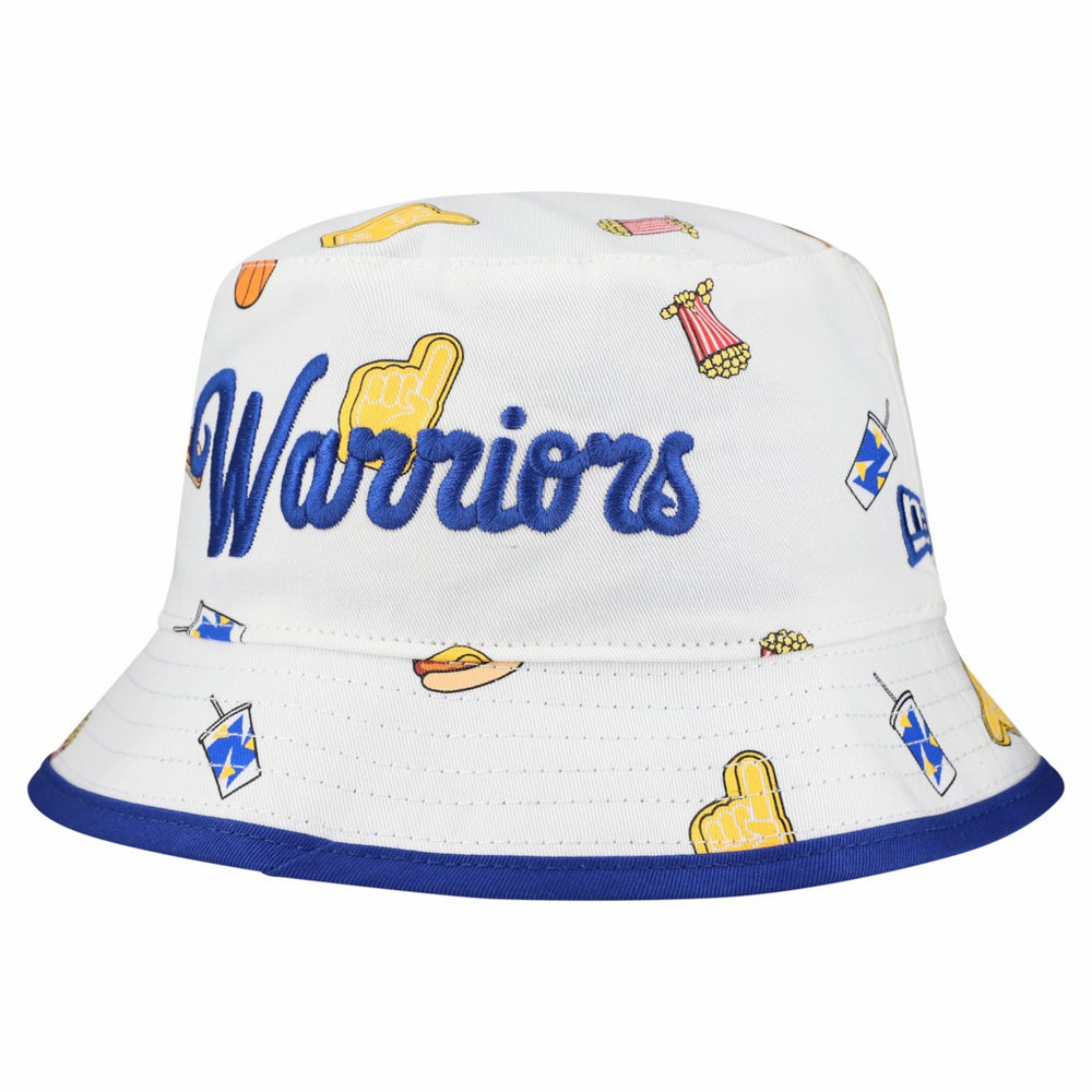 New Era Golden State Warriors Team Cheer Reversible Bucket Hat White