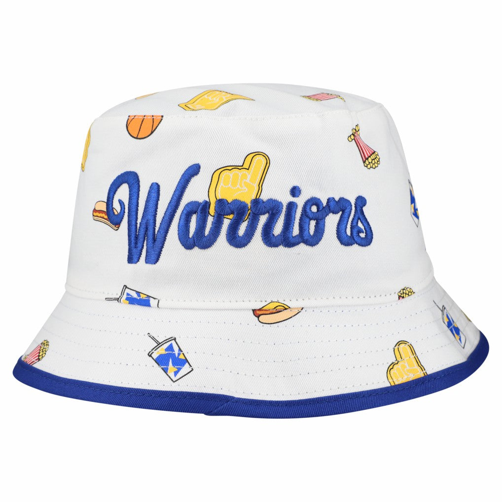 New Era Golden State Warriors Team Cheer Reversible Bucket Hat White