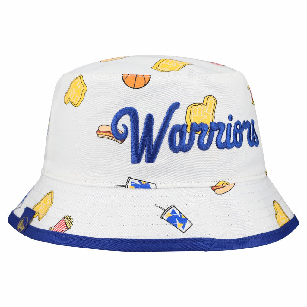New Era Golden State Warriors Team Cheer Reversible Bucket Hat White