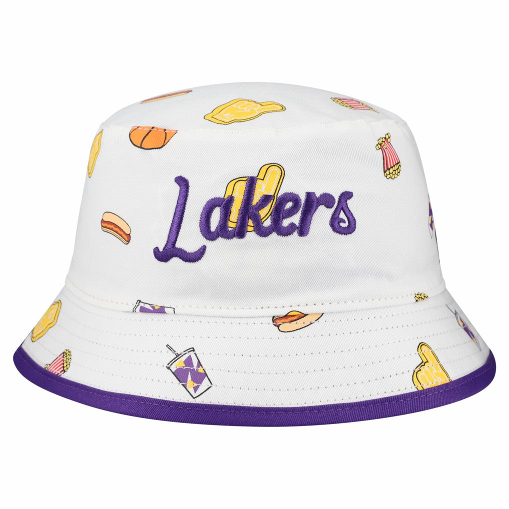 New Era Los Angeles Lakers Team Cheer Reversible Bucket Hat White