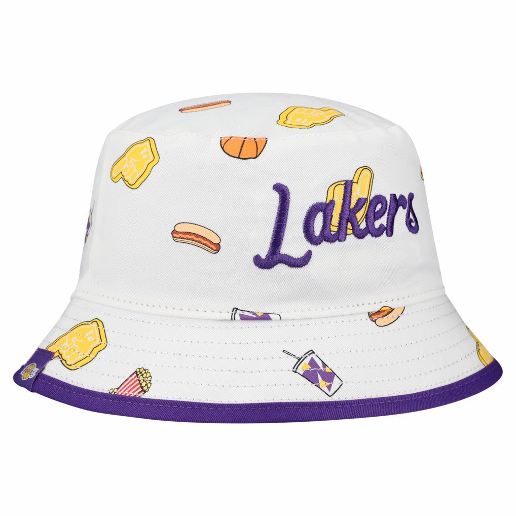 New Era Los Angeles Lakers Team Cheer Reversible Bucket Hat White