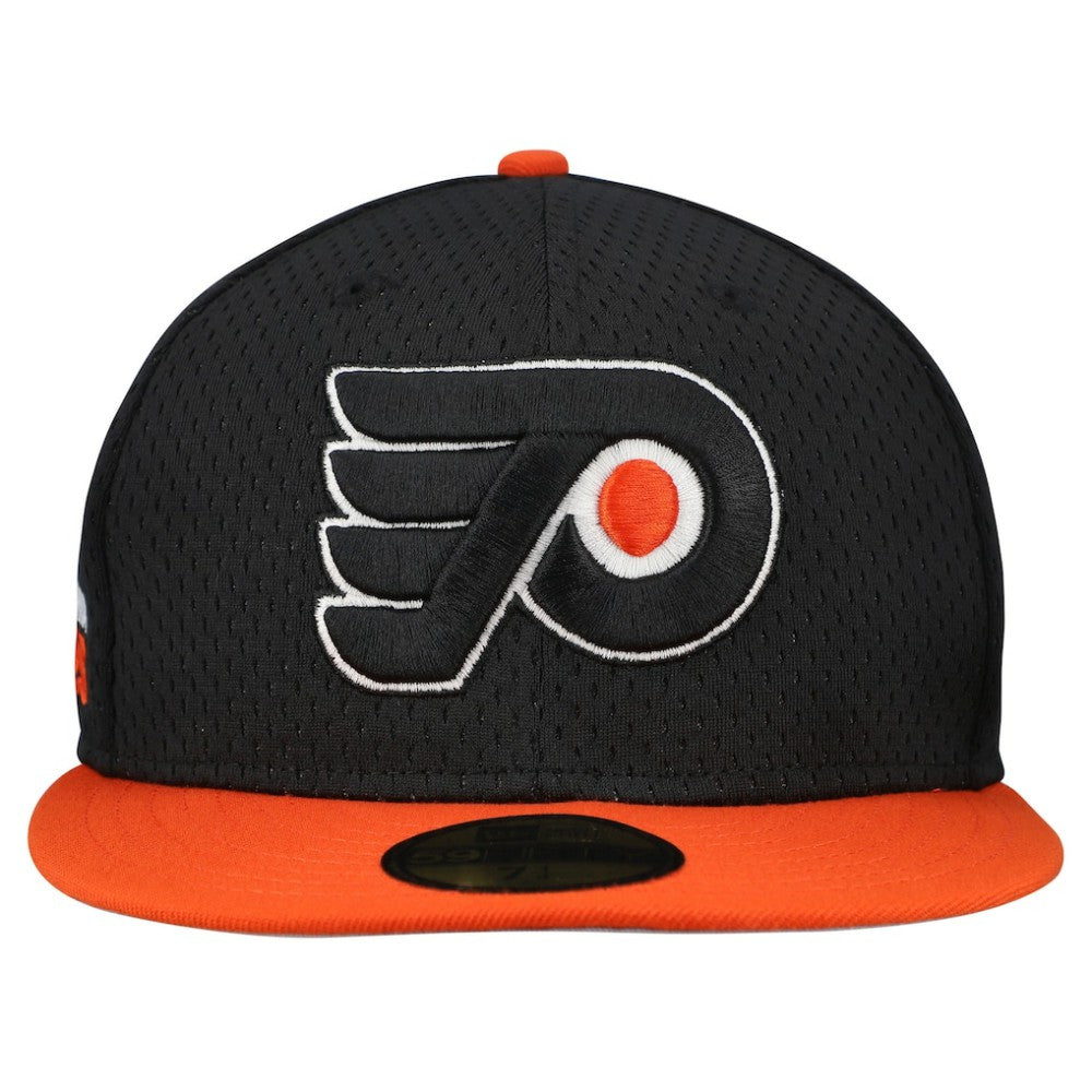 Philadelphia Flyers New Era Mesh Crown Two-Tone 59FIFTY Fitted Hat - Black/Orange | New Era Clearance