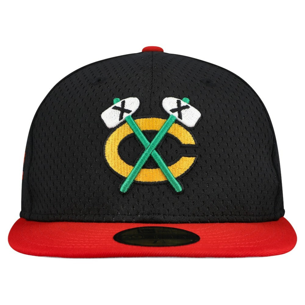 Chicago Blackhawks New Era Mesh Crown Two-Tone 59FIFTY Fitted Hat - Black/Red | New Era Lifestyle
