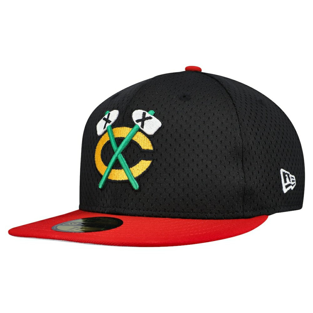 Chicago Blackhawks New Era Mesh Crown Two-Tone 59FIFTY Fitted Hat - Black/Red | New Era Lifestyle