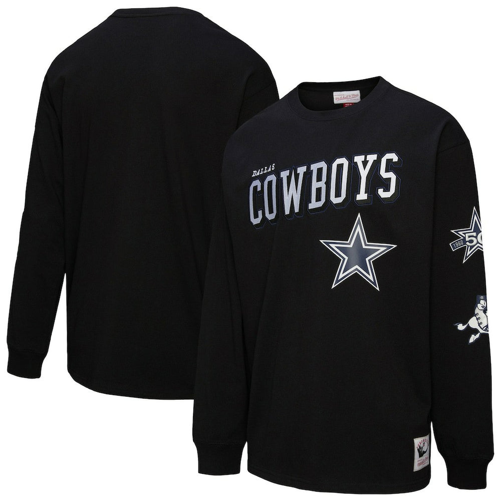 Dallas Cowboys Training Camp Vintage Logos Long Sleeve T-Shirt - Black - Mitchell & Ness