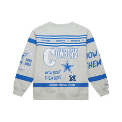 Dallas Cowboys All Over Print Retro Fleece Sweatshirt - Heather Gray - Mitchell & Ness