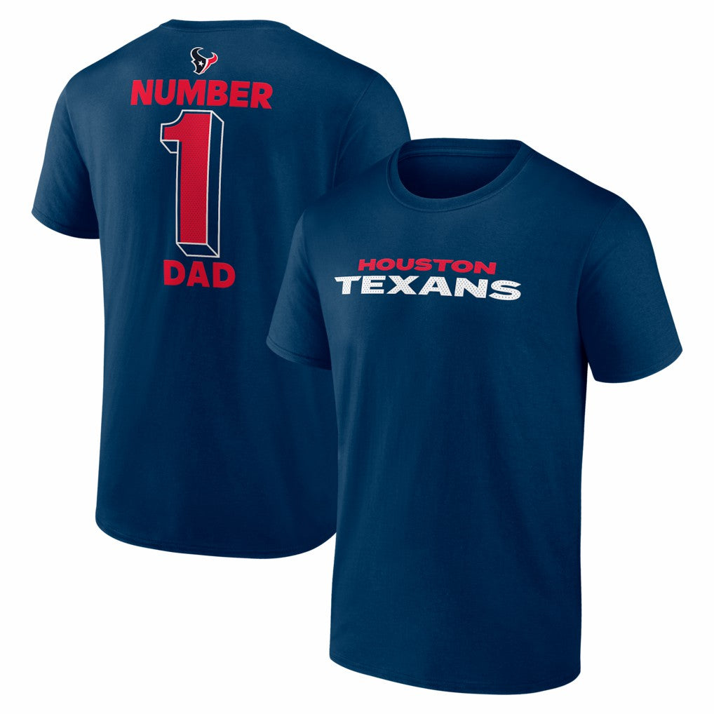 Houston Texans #1 Dad Jersey T-Shirt - Navy - NFL
