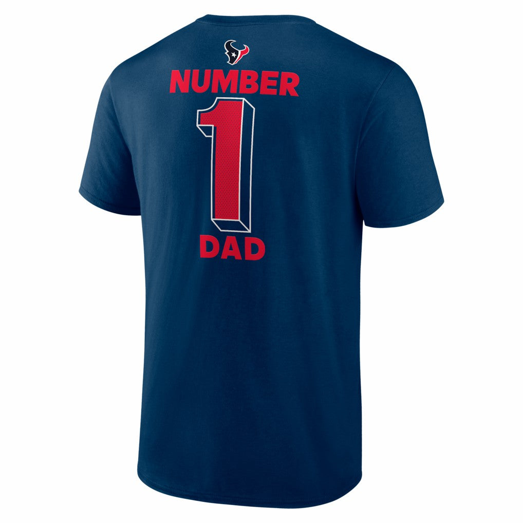 Houston Texans #1 Dad Jersey T-Shirt - Navy - NFL