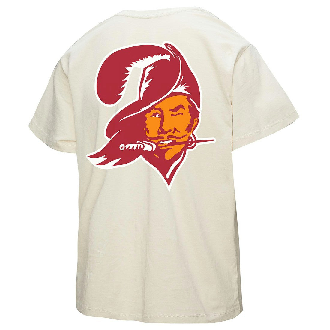 Tampa Bay Buccaneers Women's 50th Season Pirate Oversized Boyfriend T-Shirt - Cream - Mitchell & Ness