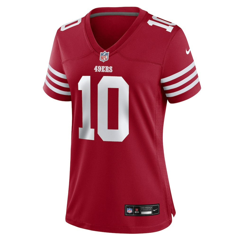 Mac Jones San Francisco 49ers Women's Team Game Jersey - Scarlet - Nike