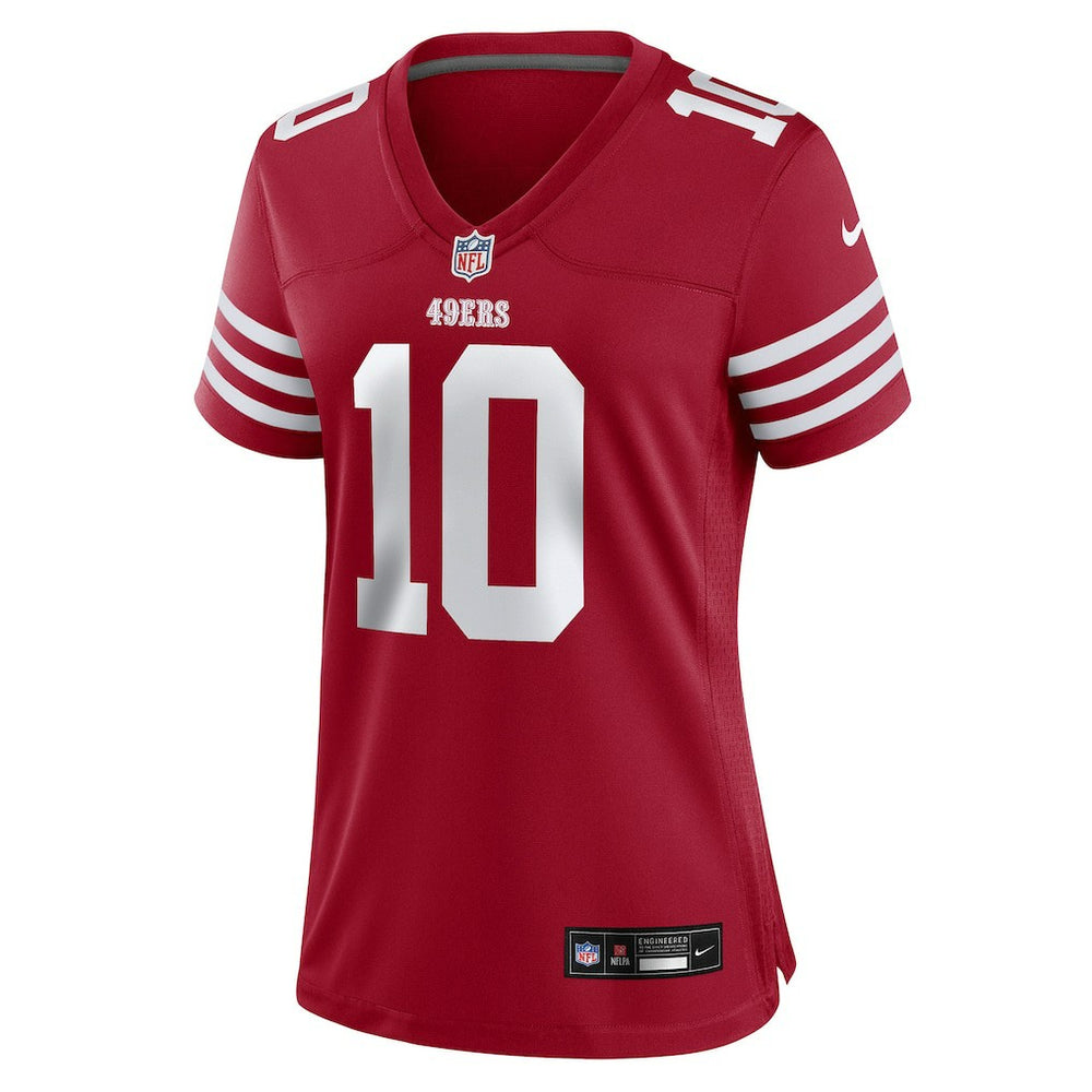 Mac Jones San Francisco 49ers Women's Team Game Jersey - Scarlet - Nike