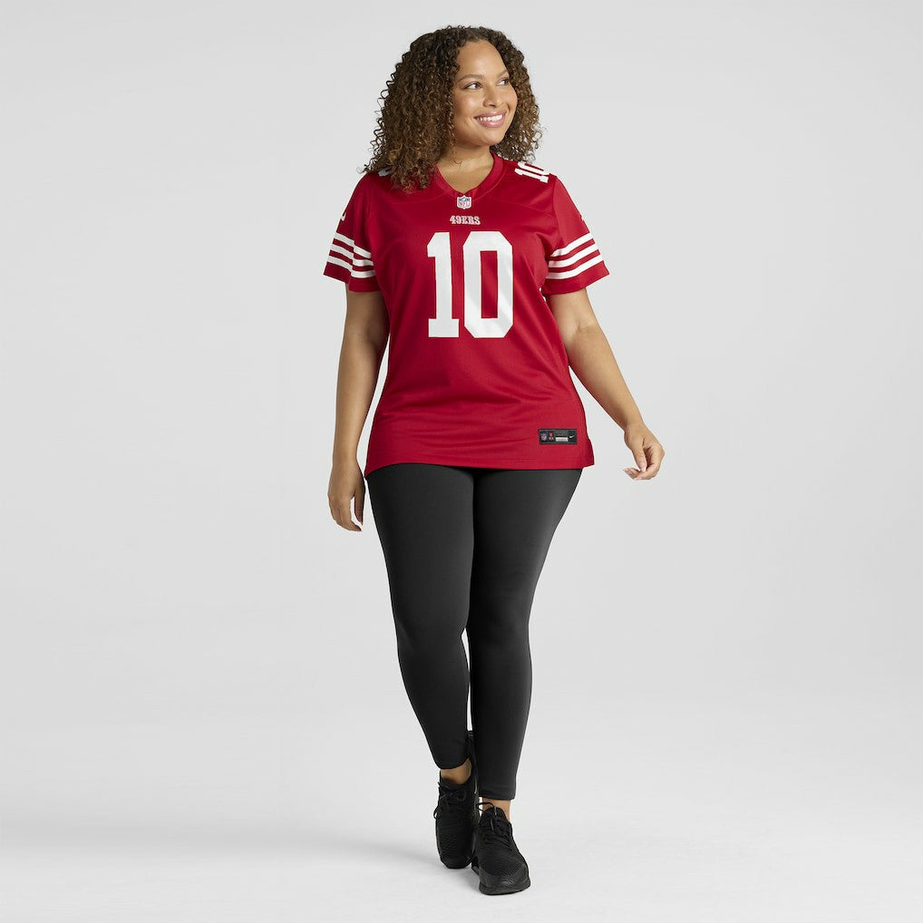Mac Jones San Francisco 49ers Women's Team Game Jersey - Scarlet - Nike
