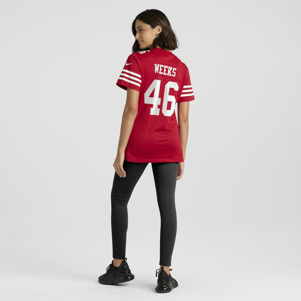 Jon Weeks San Francisco 49ers Women's Team Game Jersey - Scarlet - Nike