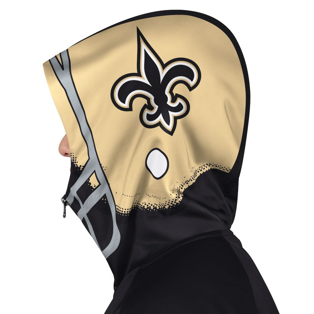 New Orleans Saints Pro Player Helmet Full-Zip Hooded Track Jacket - Black/Gold - NFL