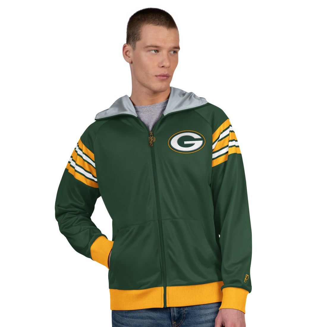Green Bay Packers Pro Player Helmet Full-Zip Hooded Track Jacket - Green/Gold - NFL
