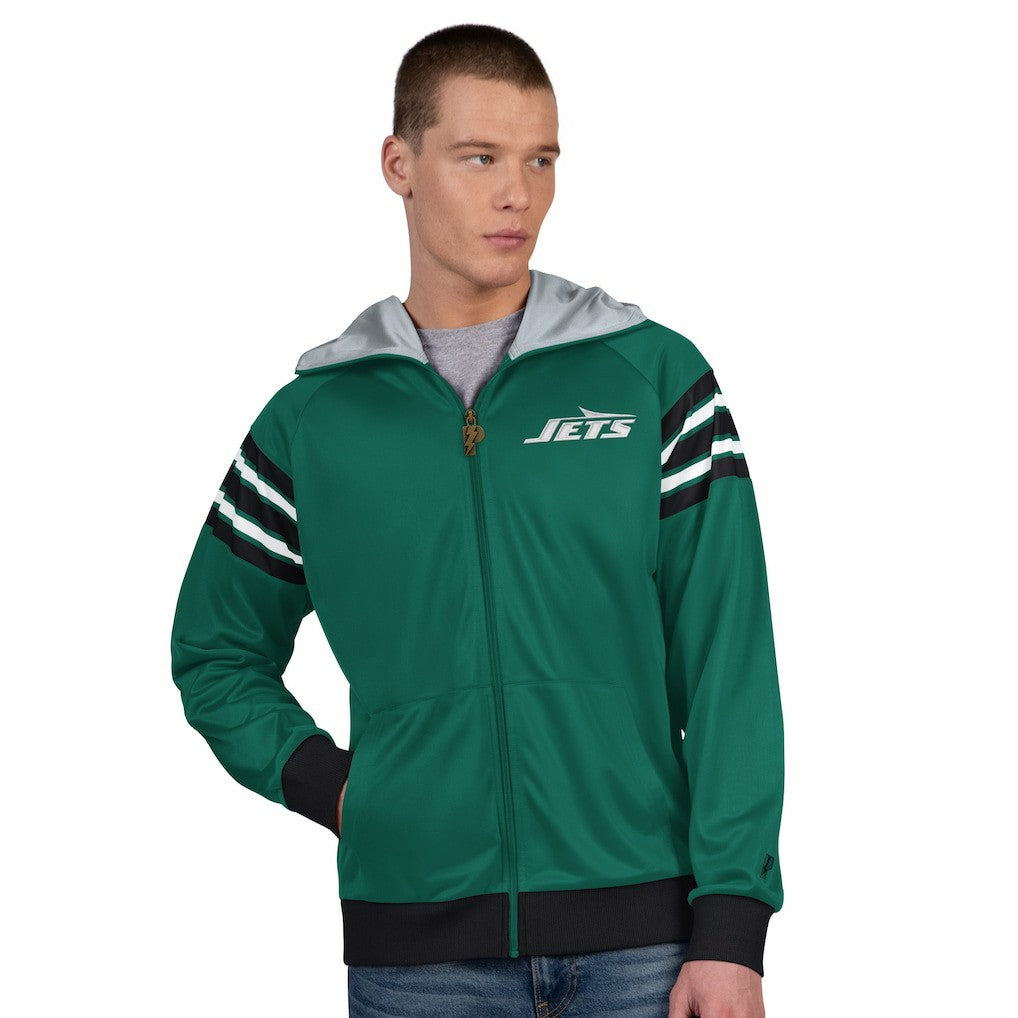 New York Jets Pro Player Helmet Full-Zip Hooded Track Jacket - Green/Black - NFL