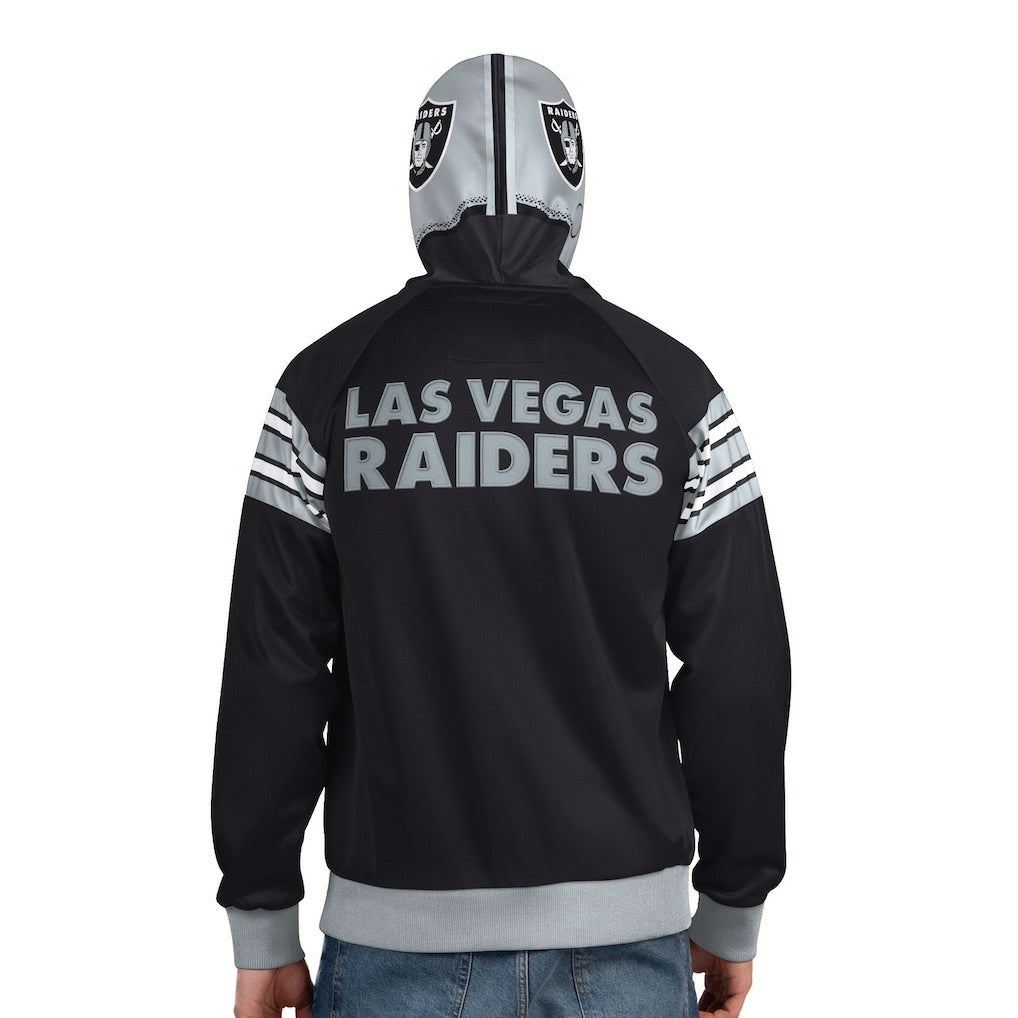Las Vegas Raiders Pro Player Helmet Full-Zip Hooded Track Jacket - Black/Silver - NFL