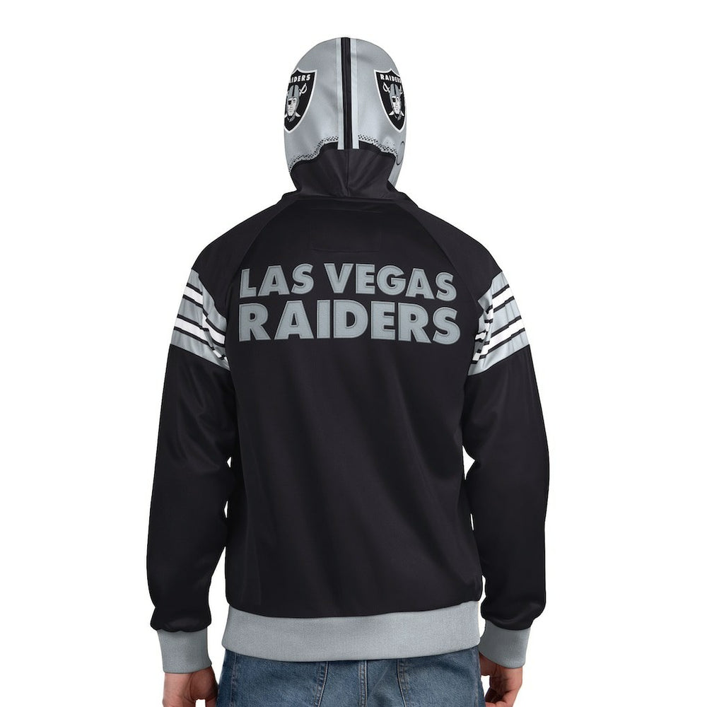 Las Vegas Raiders Pro Player Helmet Full-Zip Hooded Track Jacket - Black/Silver - NFL