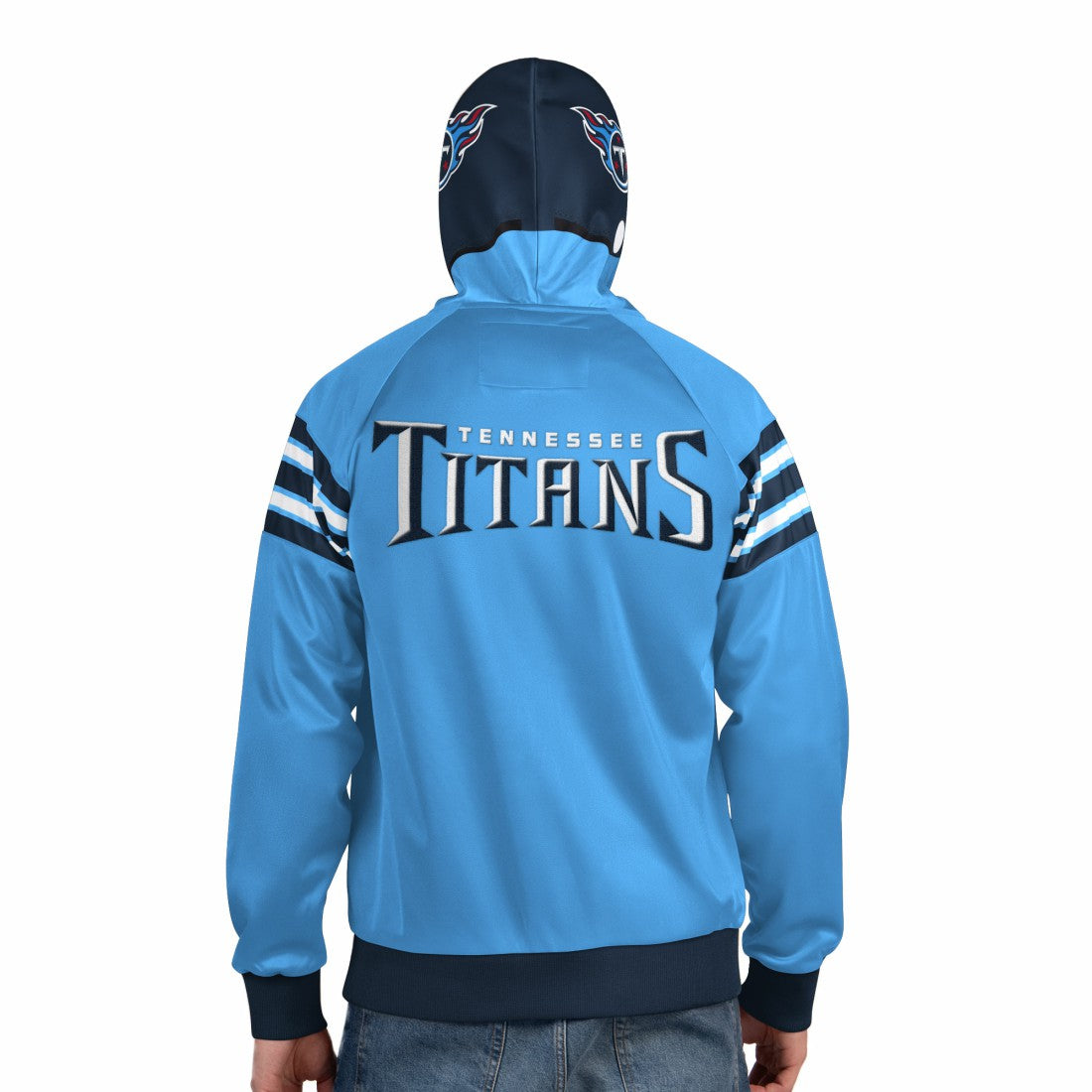 Tennessee Titans Pro Player Helmet Full-Zip Hooded Track Jacket - Light Blue/Navy - NFL