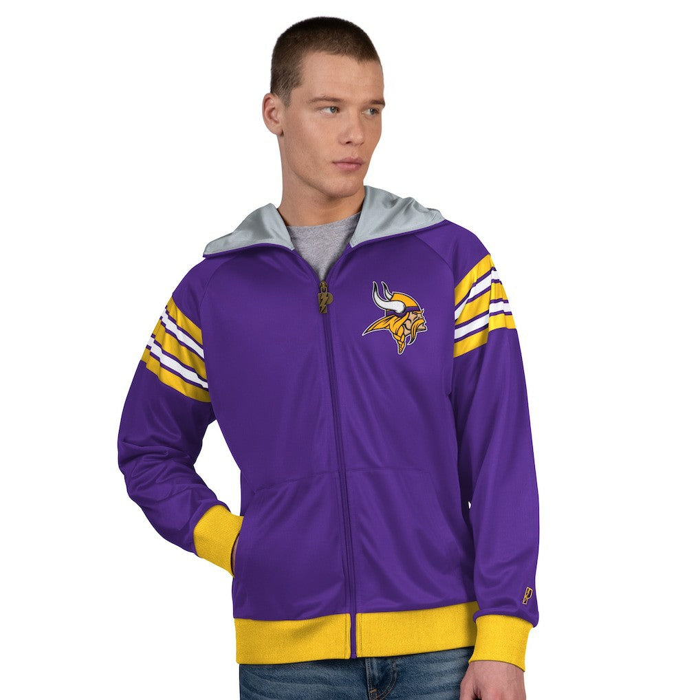 Minnesota Vikings Pro Player Helmet Full-Zip Hooded Track Jacket - Purple/Gold - NFL
