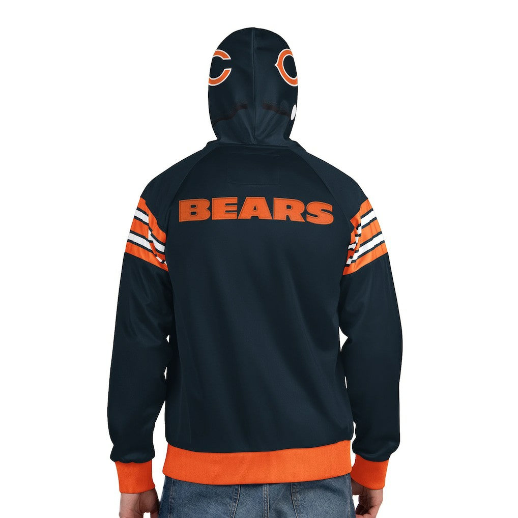 Chicago Bears Pro Player Helmet Full-Zip Hooded Track Jacket - Navy/Orange - NFL