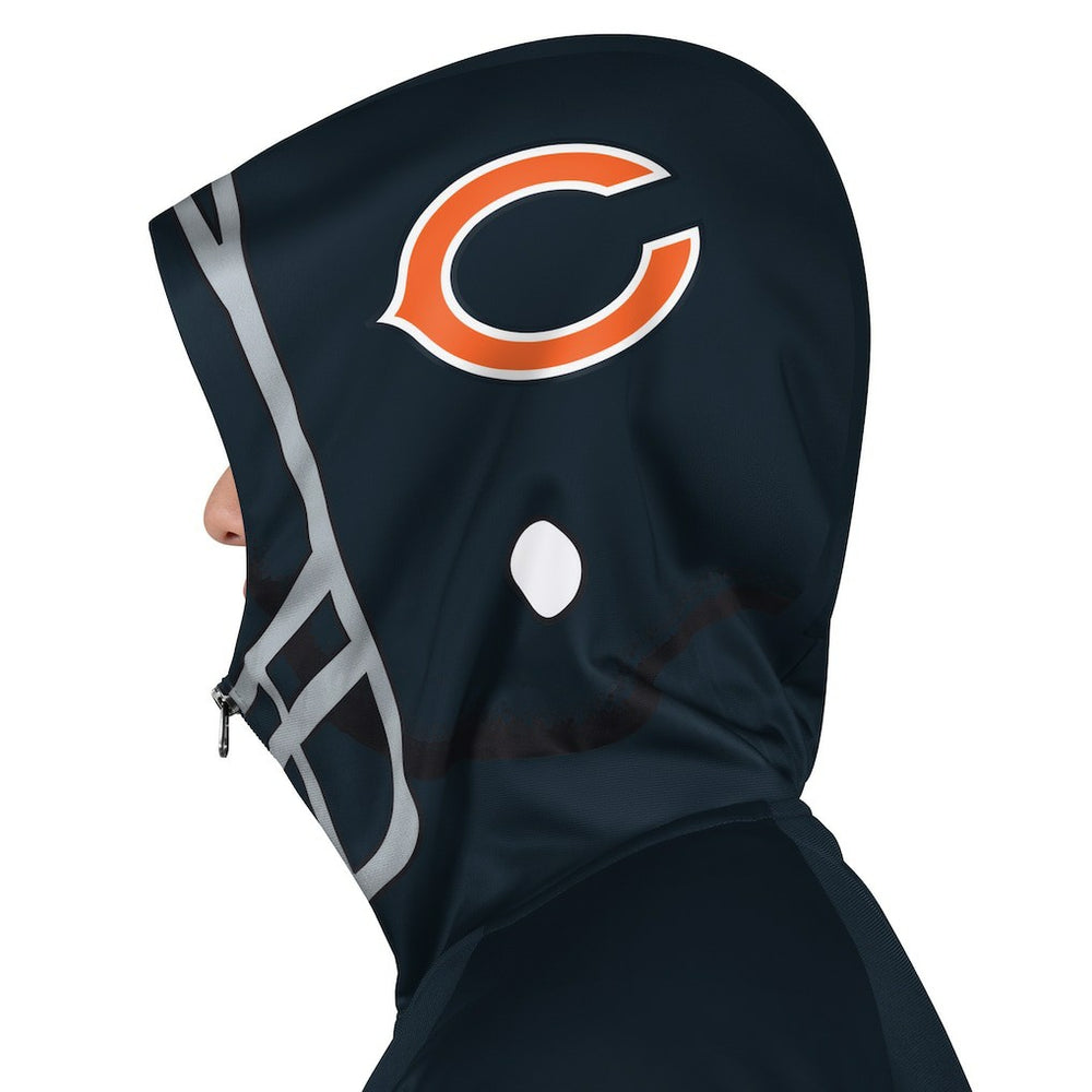 Chicago Bears Pro Player Helmet Full-Zip Hooded Track Jacket - Navy/Orange - NFL