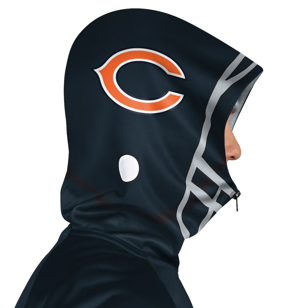 Chicago Bears Pro Player Helmet Full-Zip Hooded Track Jacket - Navy/Orange - NFL