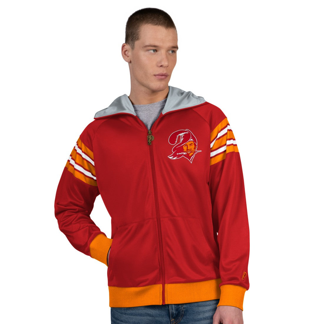 Tampa Bay Buccaneers Pro Player Retro Helmet Full-Zip Hooded Track Jacket - Red/Orange - NFL