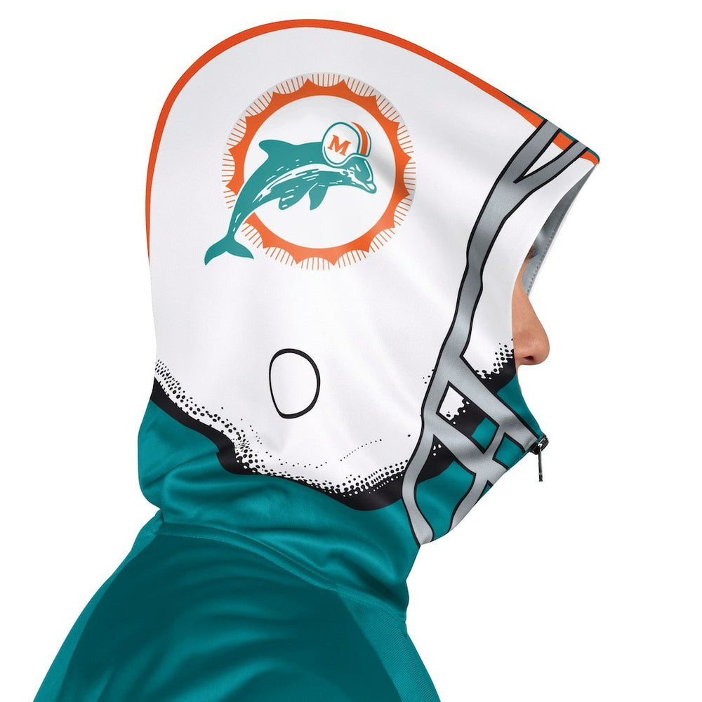 Miami Dolphins Pro Player Retro Helmet Full-Zip Hooded Track Jacket - Aqua/Coral - NFL