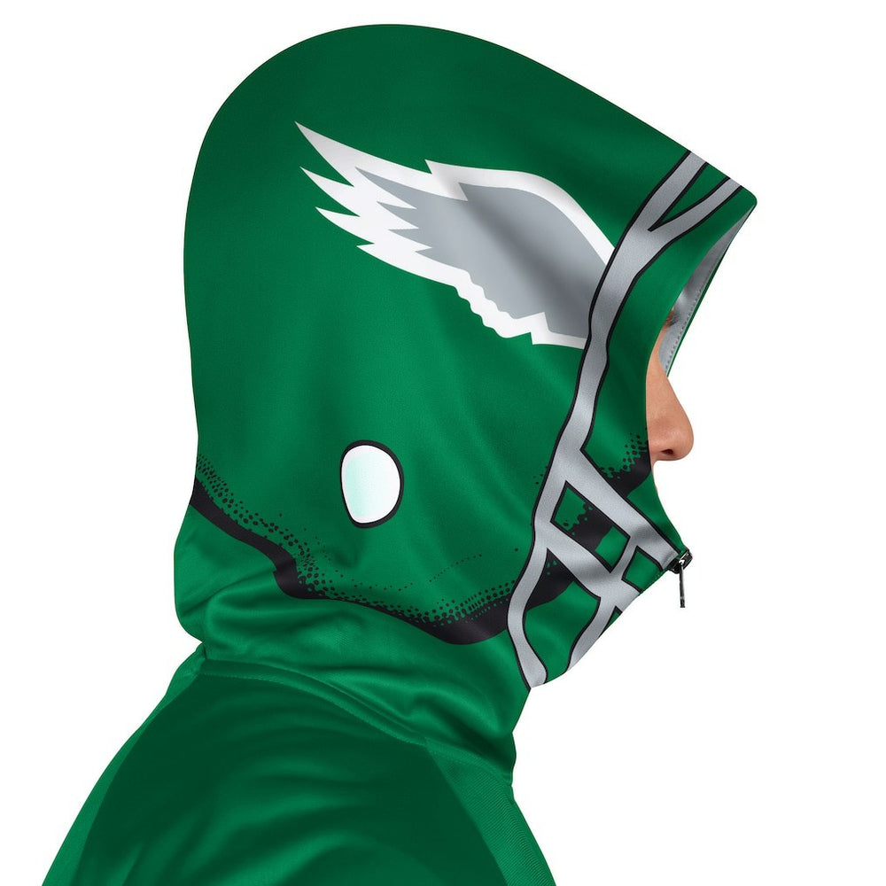 Philadelphia Eagles Pro Player Retro Helmet Full-Zip Hooded Track Jacket - Kelly Green/Black - NFL