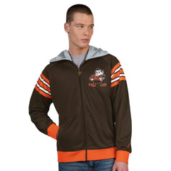 Cleveland Browns Pro Player Retro Helmet Full-Zip Hooded Track Jacket - Brown/Orange - NFL