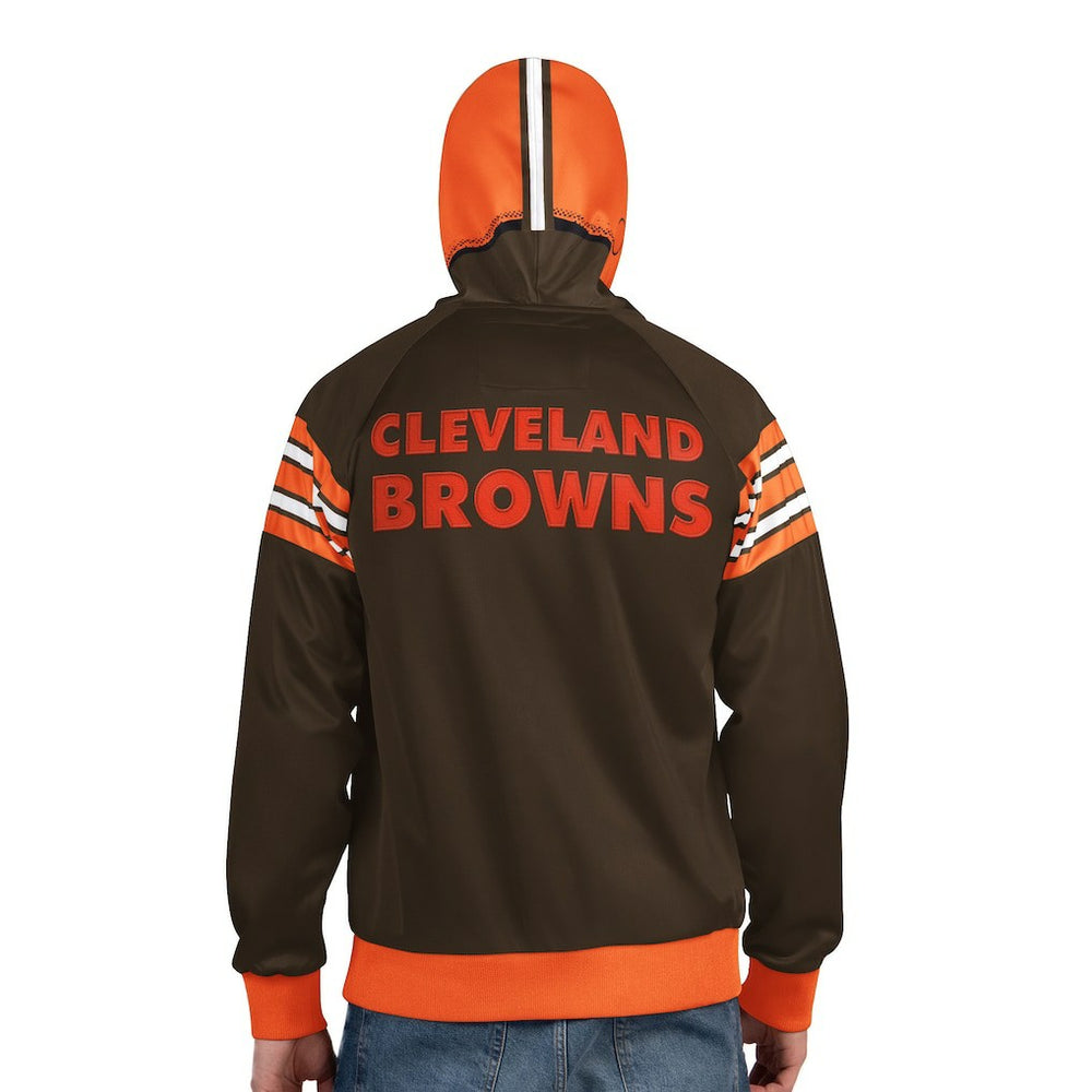 Cleveland Browns Pro Player Retro Helmet Full-Zip Hooded Track Jacket - Brown/Orange - NFL