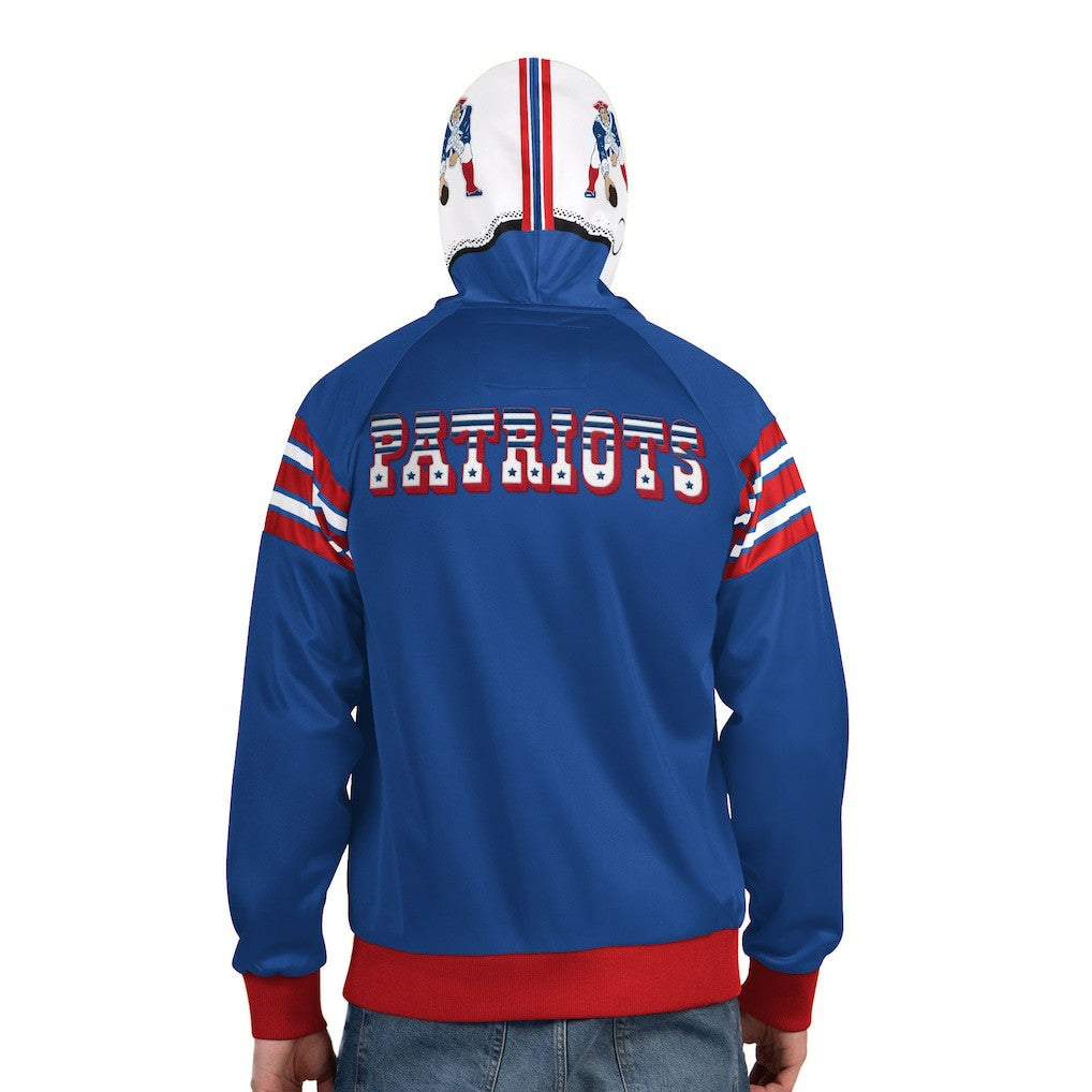 New England Patriots Pro Player Retro Helmet Full-Zip Hooded Track Jacket - Royal/Red - NFL