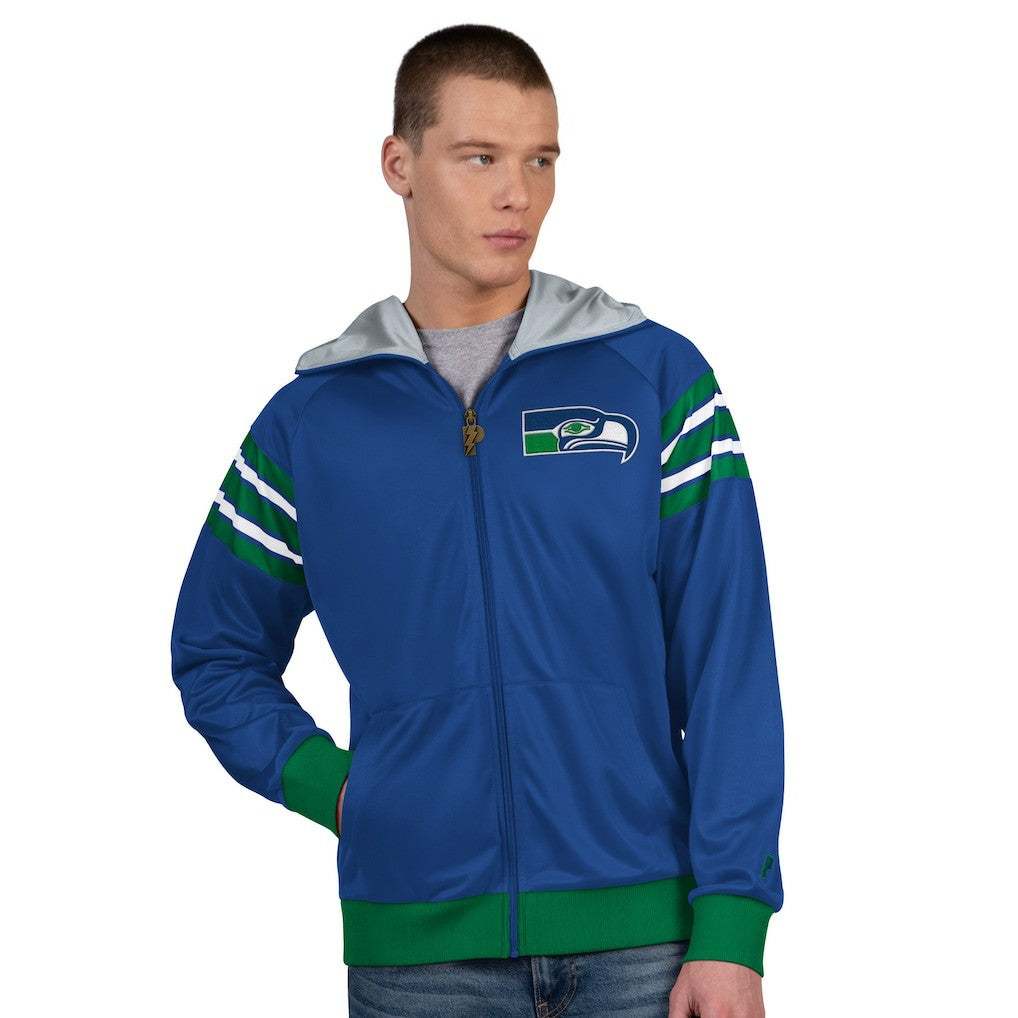 Seattle Seahawks Pro Player Retro Helmet Full-Zip Hooded Track Jacket - Royal/Green - NFL