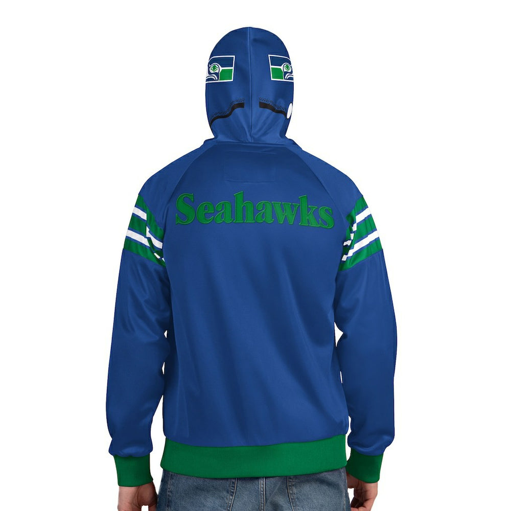 Seattle Seahawks Pro Player Retro Helmet Full-Zip Hooded Track Jacket - Royal/Green - NFL