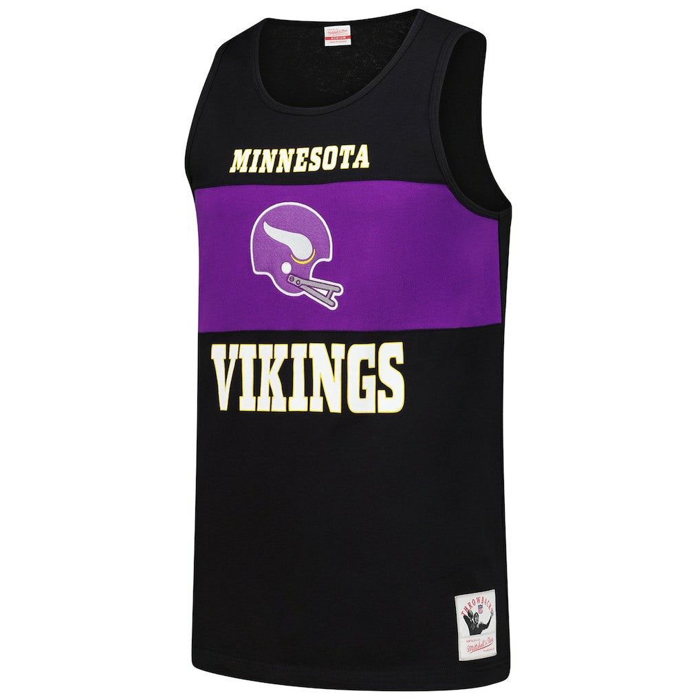 Minnesota Vikings Retro Colorblock Tank Top - Black - Mitchell & Ness