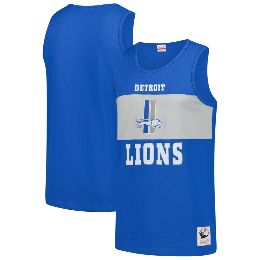 Detroit Lions Retro Colorblock Tank Top - Blue - Mitchell & Ness