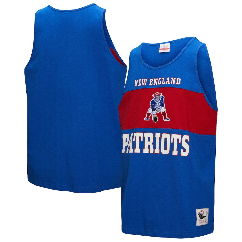 New England Patriots Retro Colorblock Tank Top - Royal - Mitchell & Ness