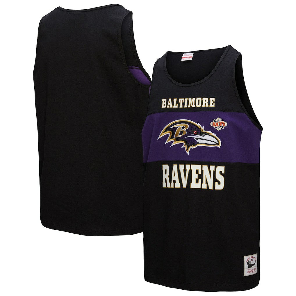 Baltimore Ravens Retro Colorblock Tank Top - Black - Mitchell & Ness