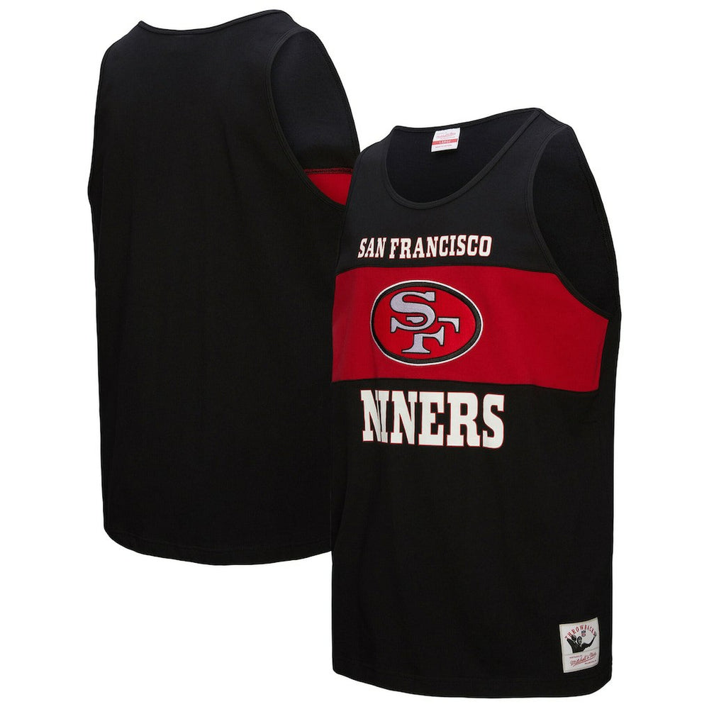 San Francisco 49ers Retro Colorblock Tank Top - Black - Mitchell & Ness