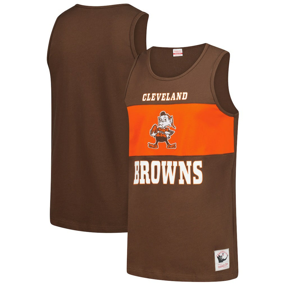 Cleveland Browns Retro Colorblock Tank Top - Brown - Mitchell & Ness