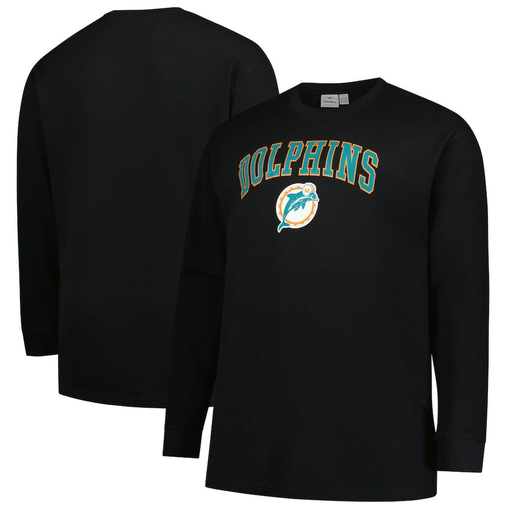 Miami Dolphins Big & Tall Throwback Thermal Long Sleeve T-Shirt - Black - Fanatics